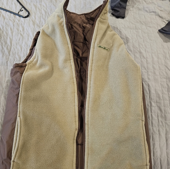 Womens Eddie Bauer Reversible Fleece Puffer Vest Brown Size 18/20 - Picture 8 of 9